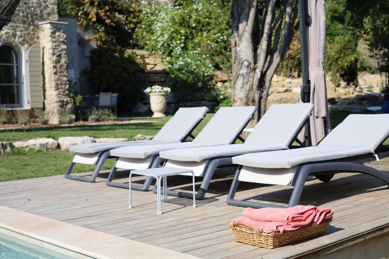 L'Elegante Bastide En Pierre Avec Vue Sur Le Vieux Village De ムジャン エクステリア 写真